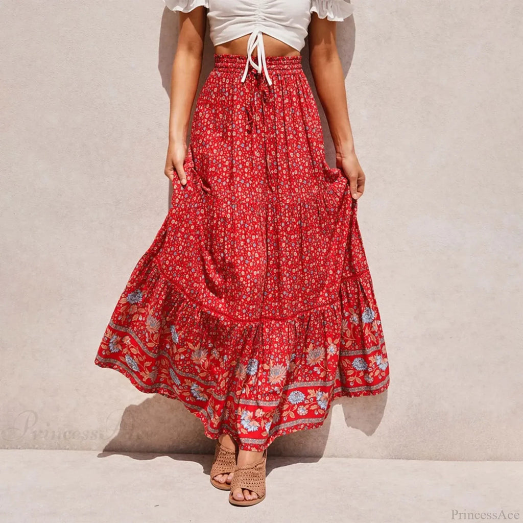 Bohemian Lace High Waist Slim Floral Skirt image 5