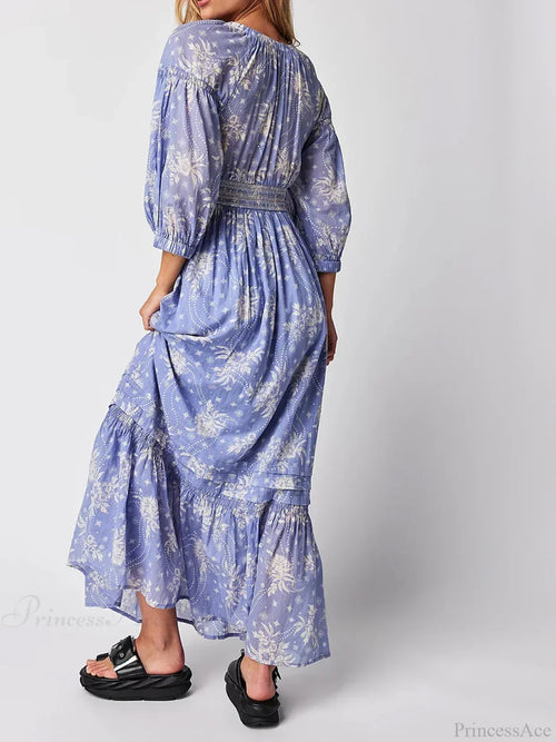 Bohemian Shirred Waist Floral Dress image 1
