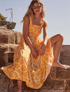 Bohemian Strapless Women Summer A-Line Print Beach Long Dress image 4