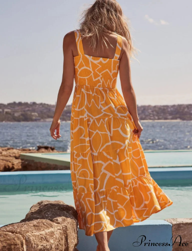 Bohemian Strapless Women Summer A-Line Print Beach Long Dress image 3