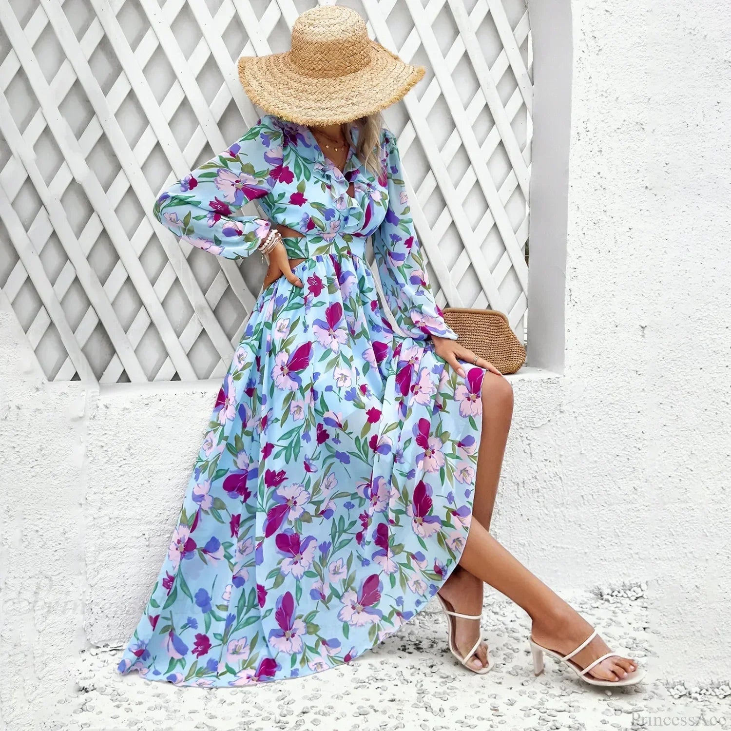Boho Beach Deep V Neck Maxi Dress image 6