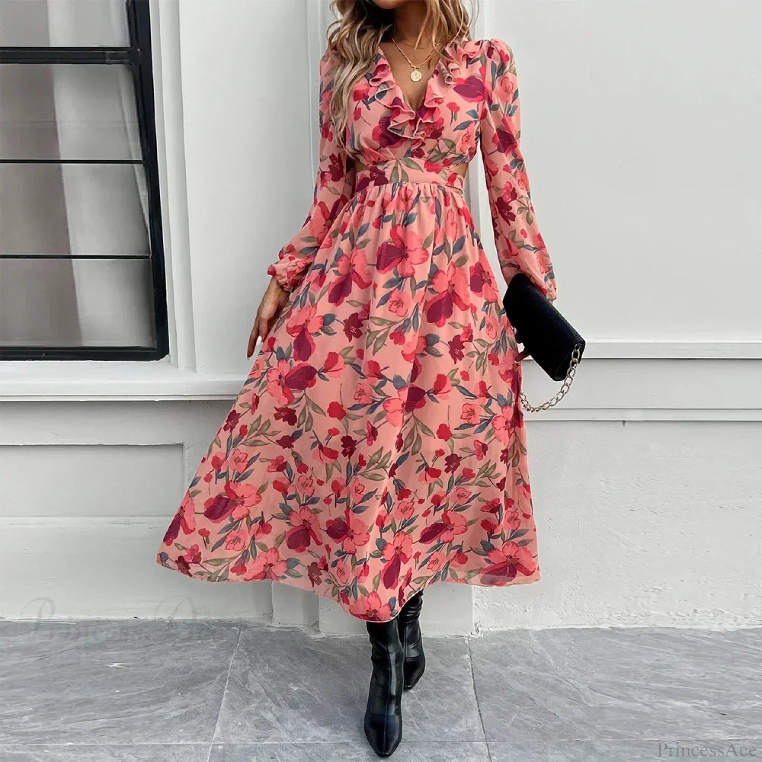 Boho Beach Deep V Neck Maxi Dress image 1