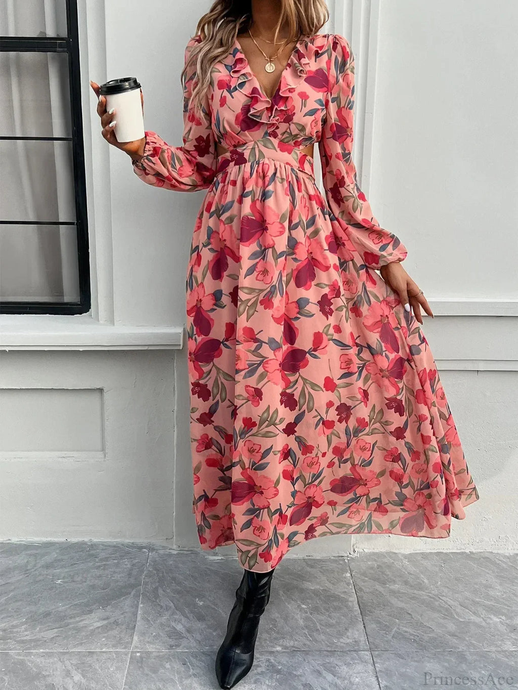 Boho Beach Deep V Neck Maxi Dress image 3