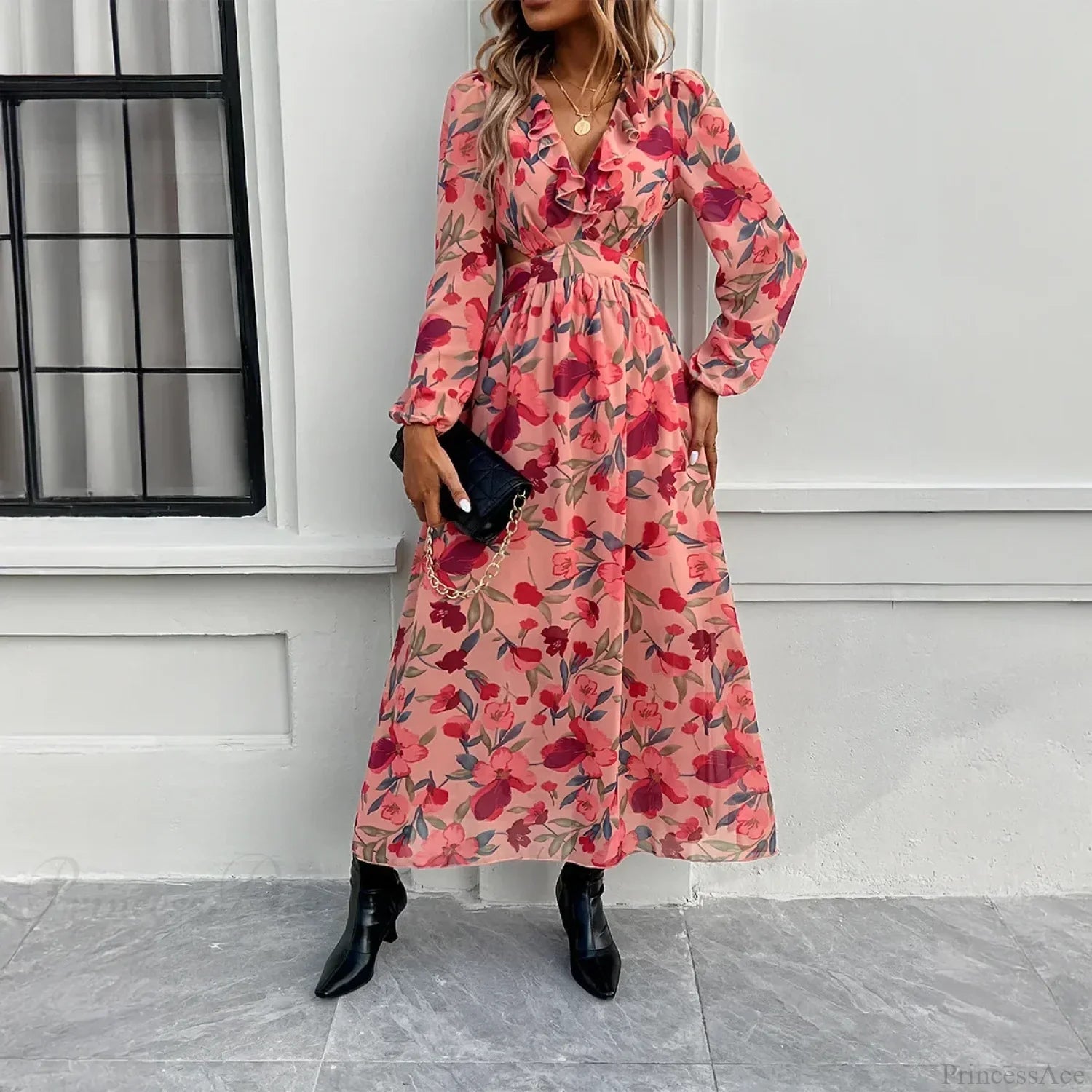 Boho Beach Deep V Neck Maxi Dress image 7