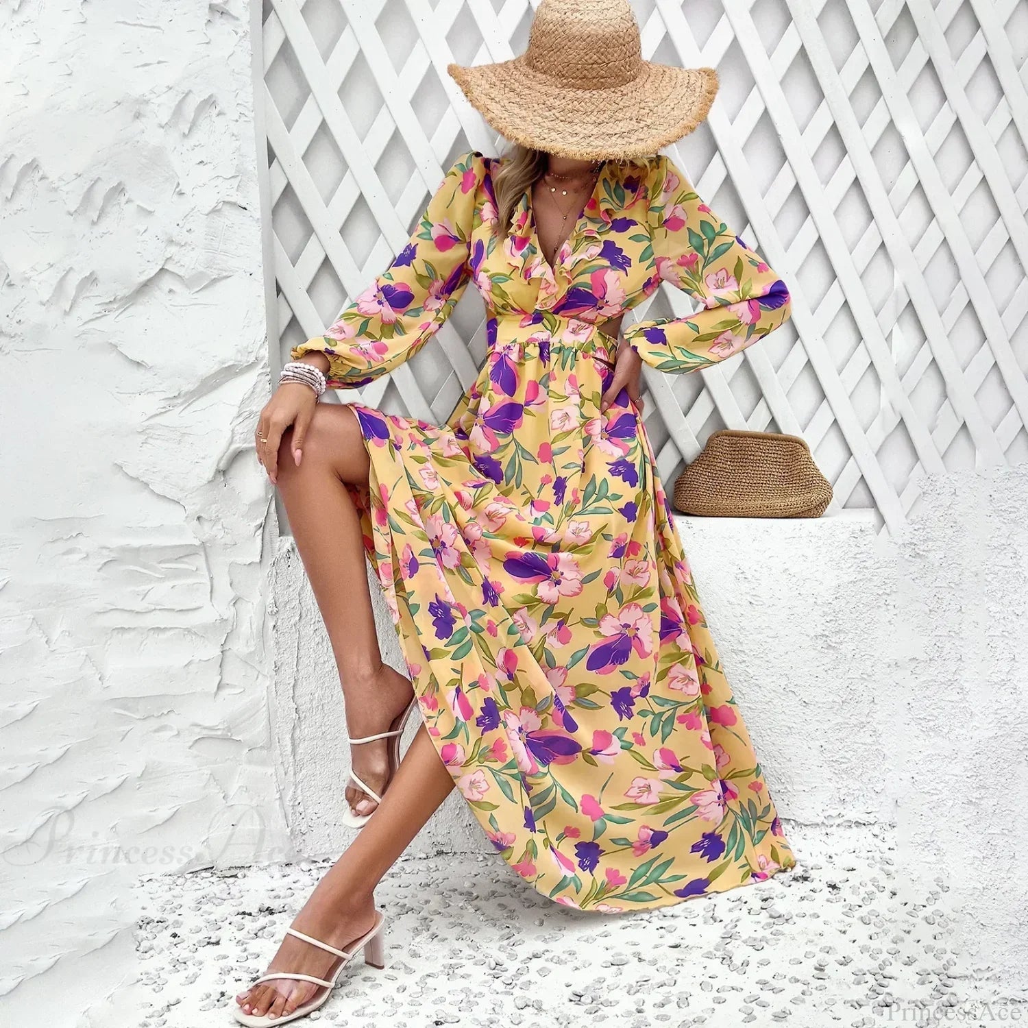 Boho Beach Deep V Neck Maxi Dress image 8