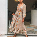 Boho Floral Print Maxi Dress image 3