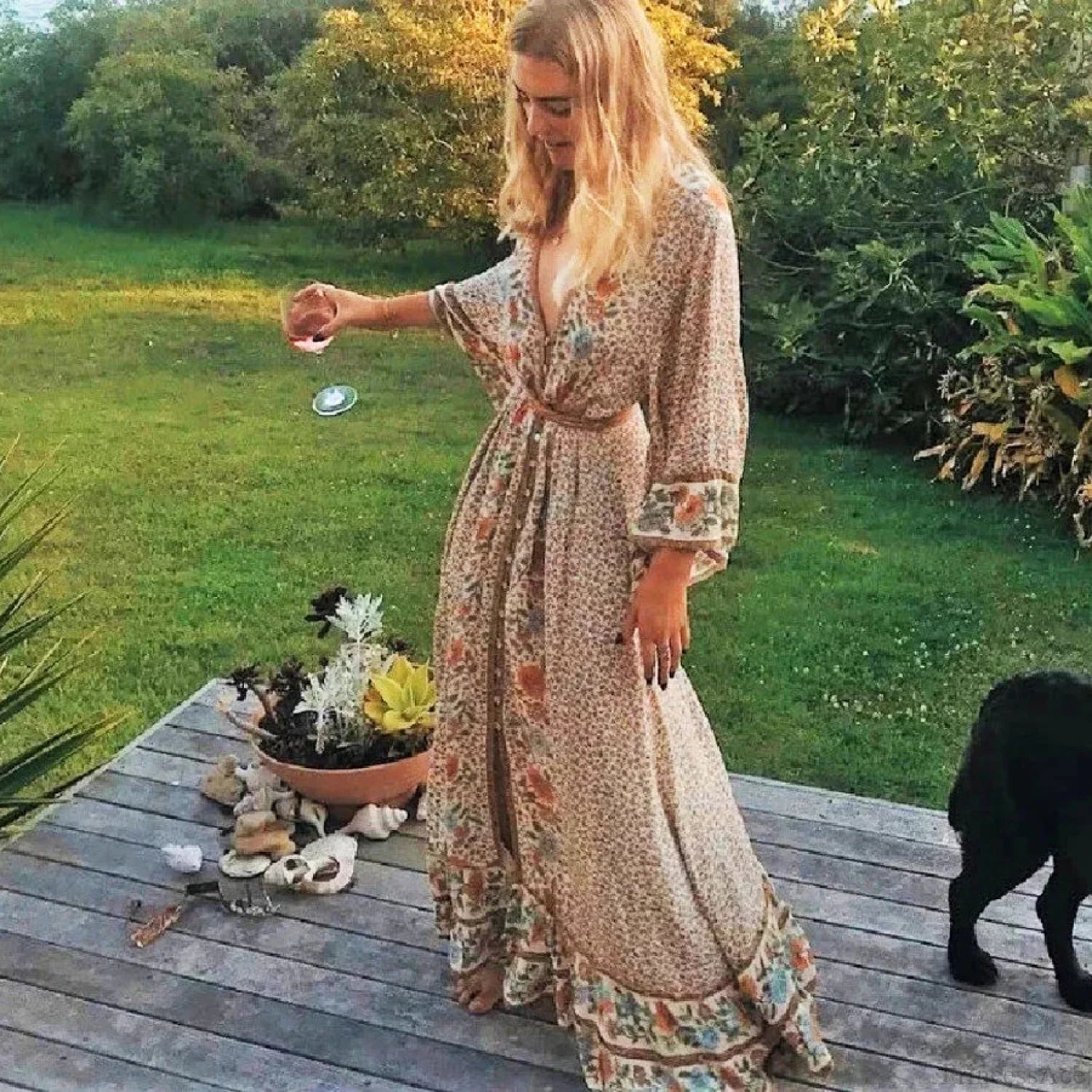 Boho Floral Print Maxi Dress image 2