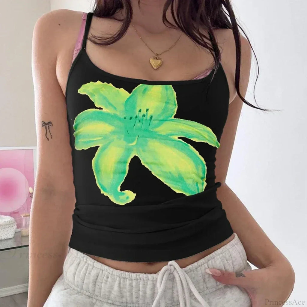Boho Floral Spaghetti Strap Backless Vintage Low Cut Beach Style Crop Top image 12