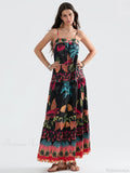Boho Flowy Leaves Floral Ruched A-Line Floral Dress image 7