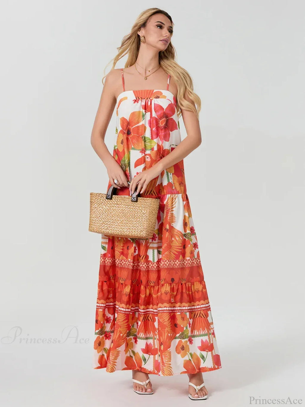 Boho Flowy Leaves Floral Ruched A-Line Floral Dress image 1