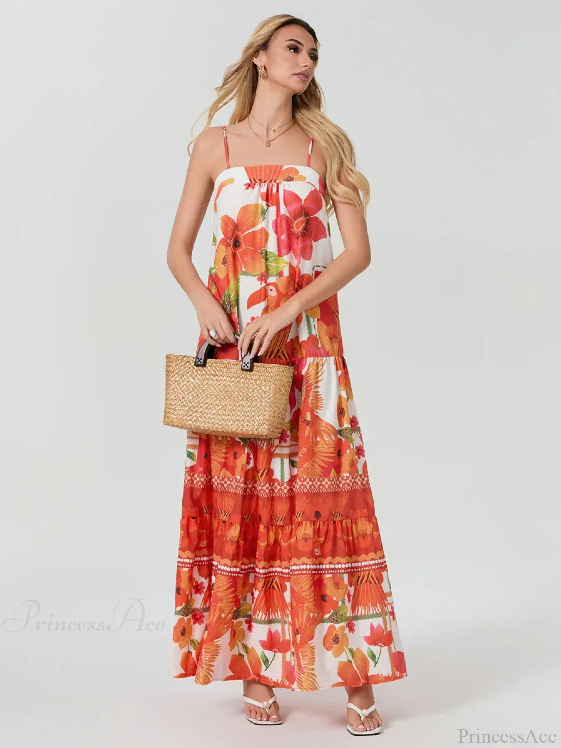 Boho Flowy Leaves Floral Ruched A-Line Floral Dress image 1