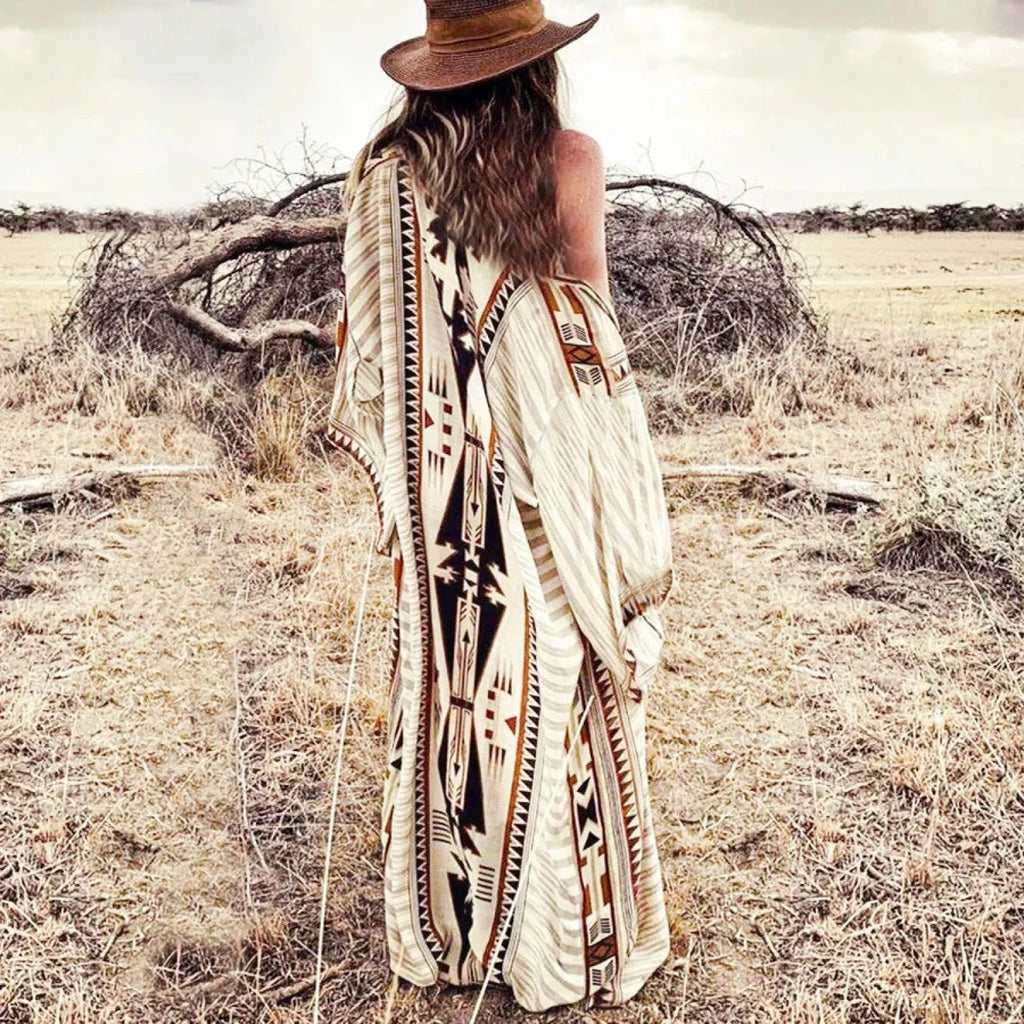 Boho Kimono Rayon Print Bikini Cover Up Loose Summer Dress image 4