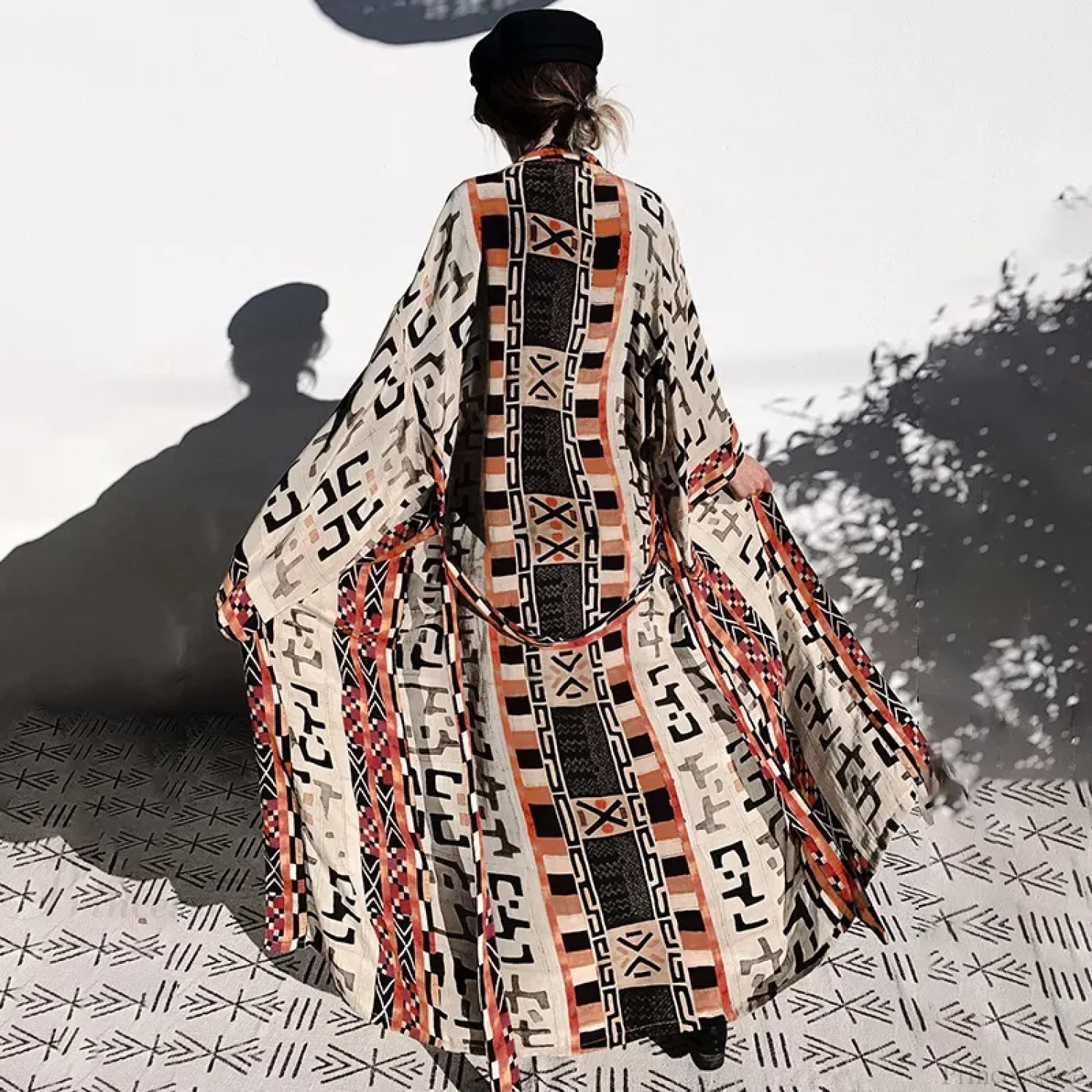 Boho Kimono Rayon Print Bikini Cover Up Loose Summer Dress image 1