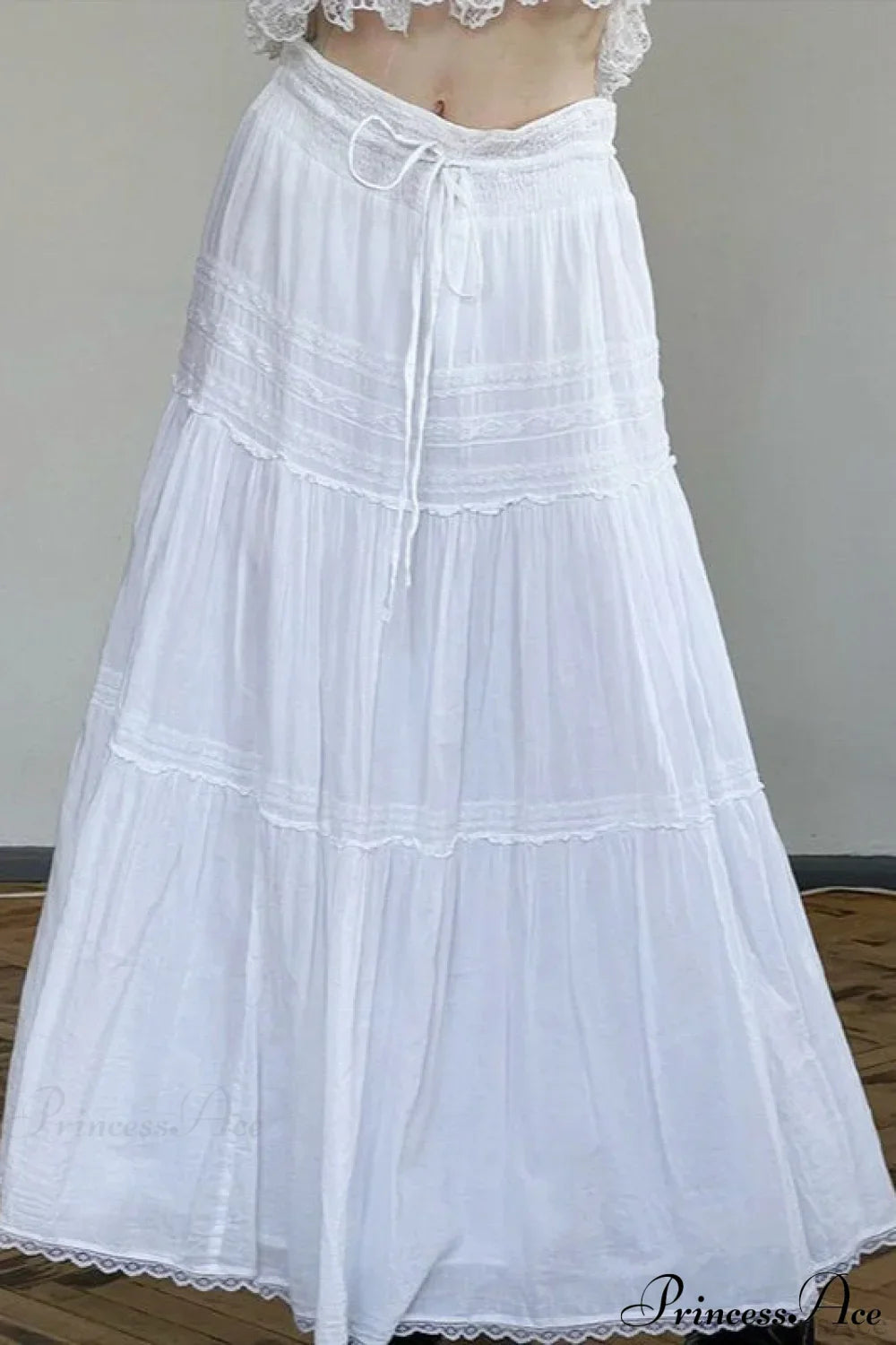 Boho Pleated Drawstring Maxi Skirt image 2