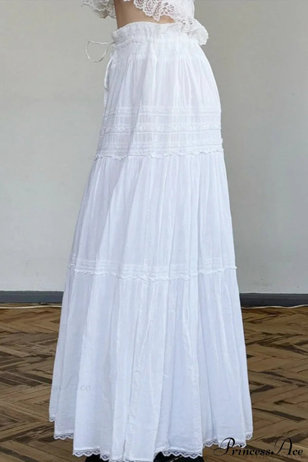 Boho Pleated Drawstring Maxi Skirt image 3