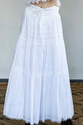 Boho Pleated Drawstring Maxi Skirt image 1