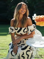 Boho Print Two Piece Square Neck Suit Maxi Dress image 2