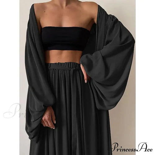 Boho Solid Color Plus Size Women's 3-Piece Set image 2