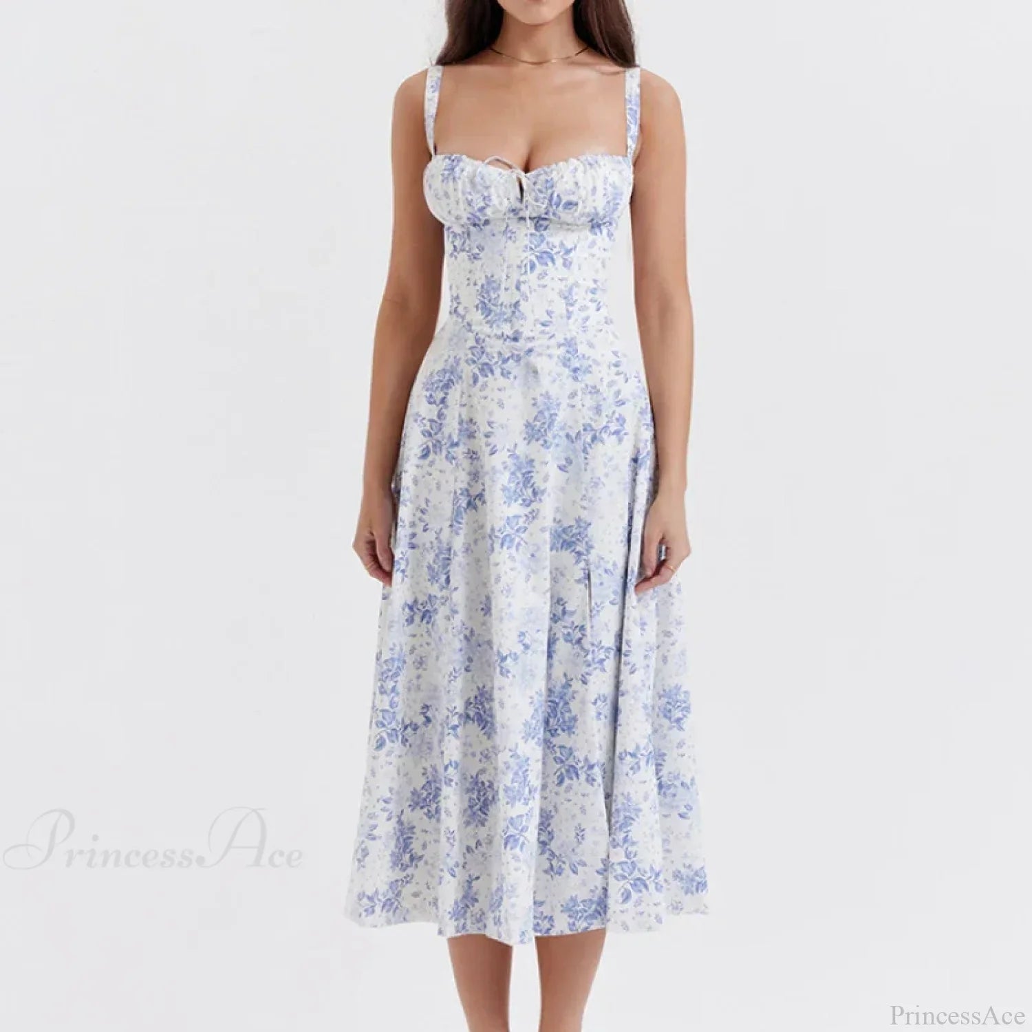 Boho Spaghetti Straps Tie Front Floral Dress image 2