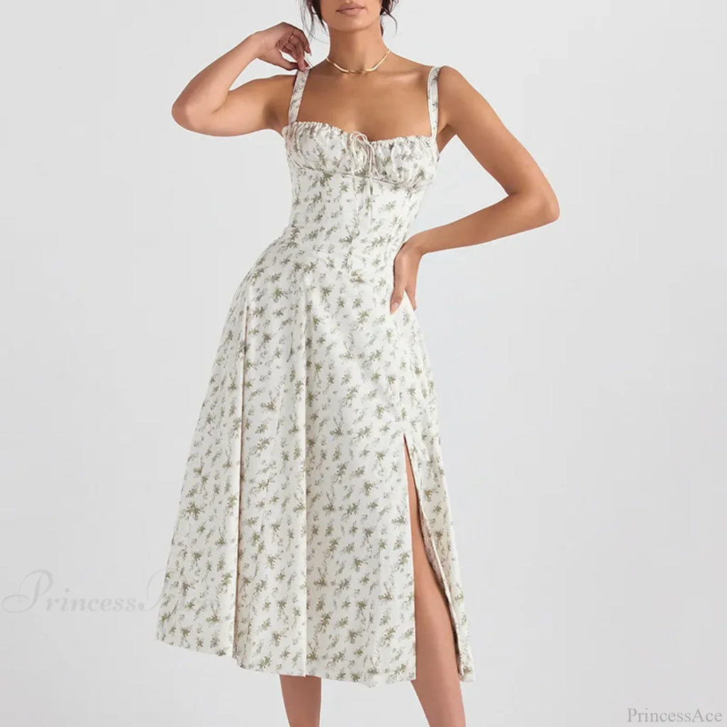 Boho Spaghetti Straps Tie Front Floral Dress image 1