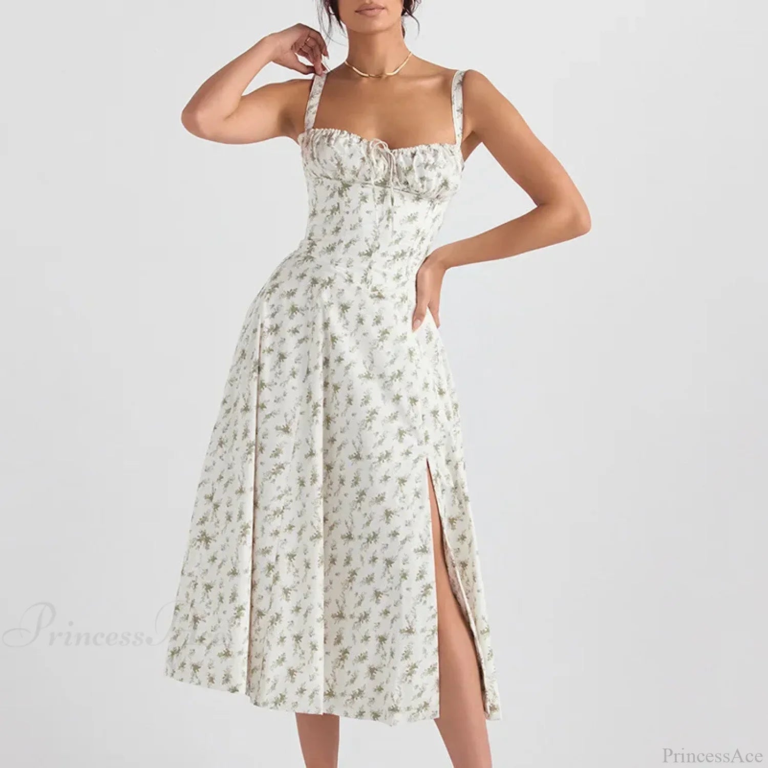 Boho Spaghetti Straps Tie Front Floral Dress image 1