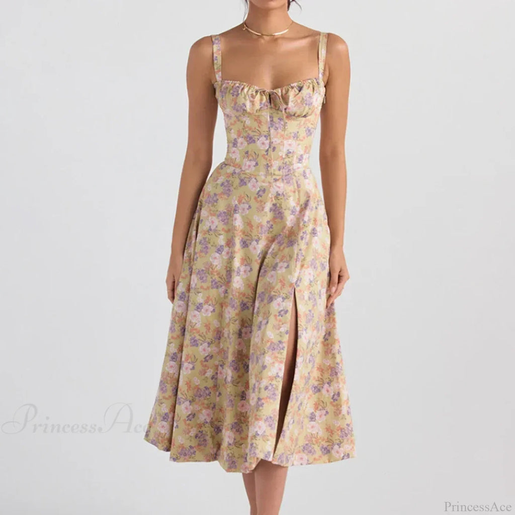Boho Spaghetti Straps Tie Front Floral Dress image 9