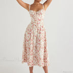 Boho Spaghetti Straps Tie Front Floral Dress image 3