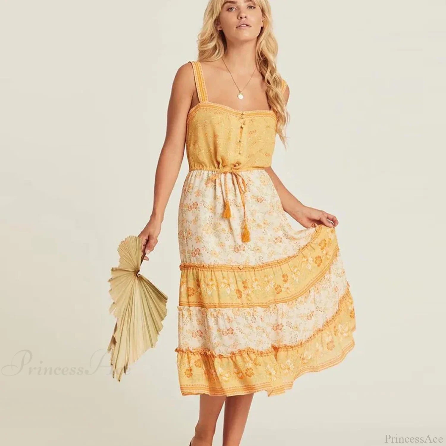 Boho Sundress Sexy Sleeveless Strap Rayon Floral Beach Dress image 2