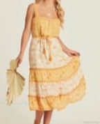Boho Sundress Sexy Sleeveless Strap Rayon Floral Beach Dress image 6