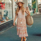 Boho Sundress Sexy Sleeveless Strap Rayon Floral Beach Dress image 4