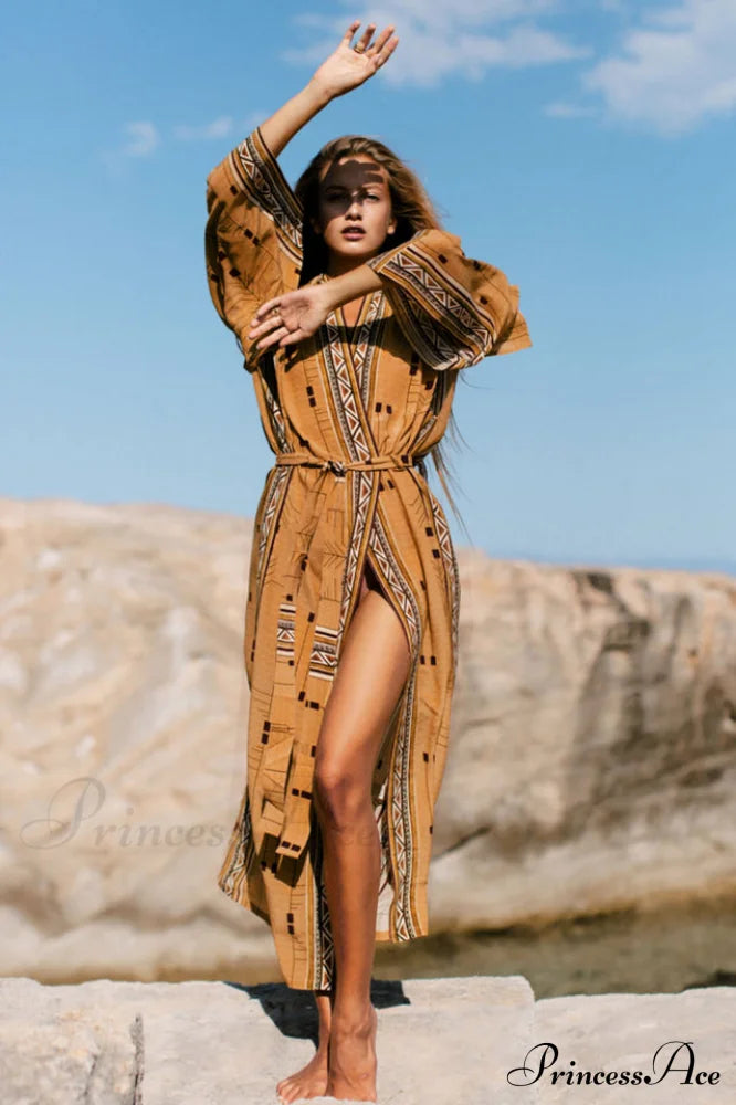 Boho Tie Stylish Dye Kimono Blouse image 21