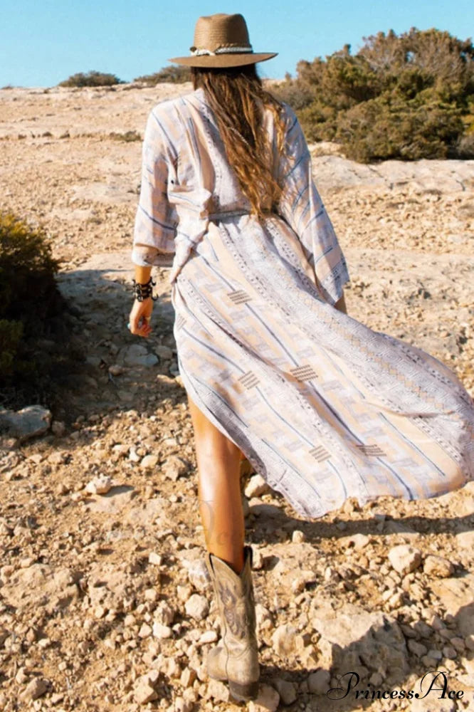 Boho Tie Stylish Dye Kimono Blouse image 27