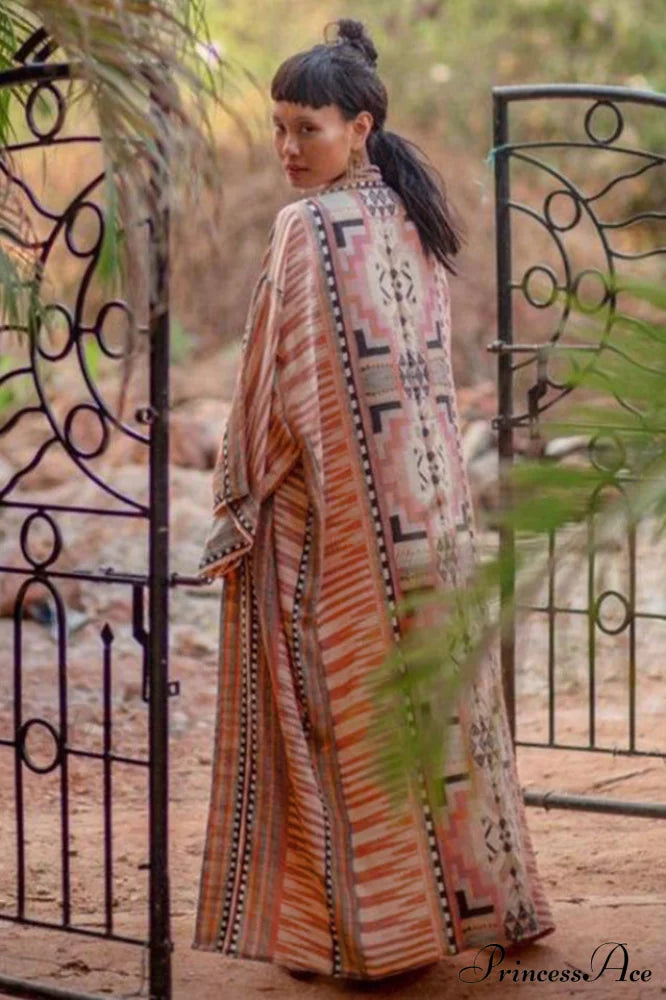 Boho Tie Stylish Dye Kimono Blouse image 10