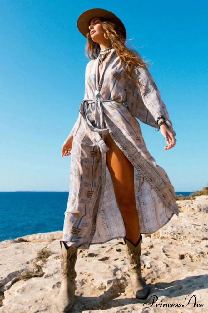 Boho Tie Stylish Dye Kimono Blouse image 26