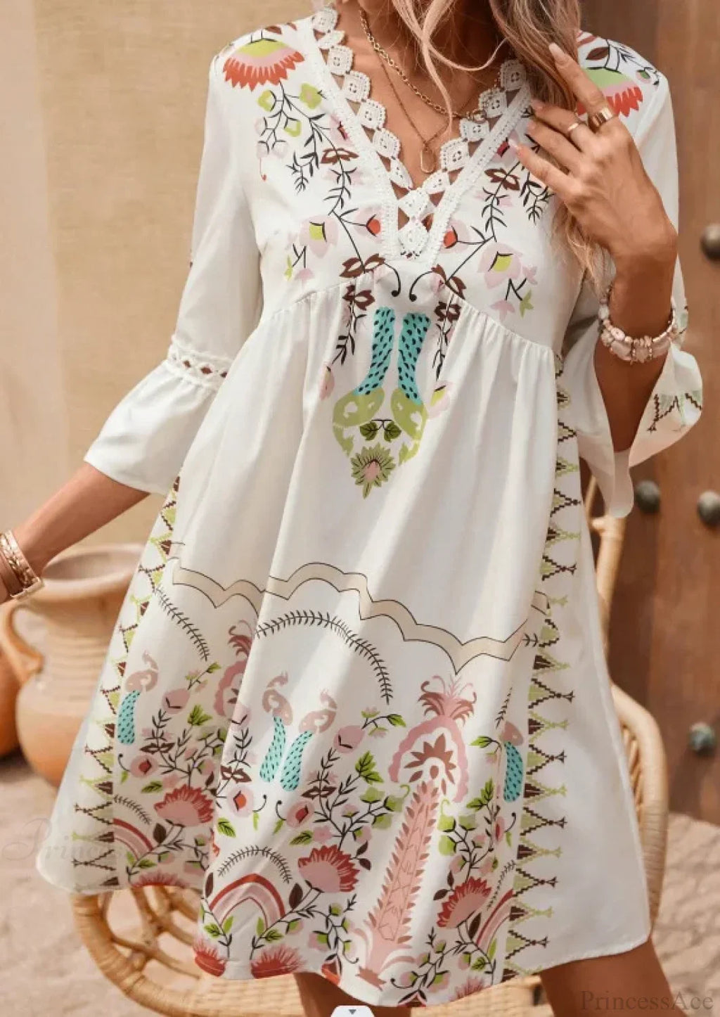 Boho V-neck Floral Party Dress image 6