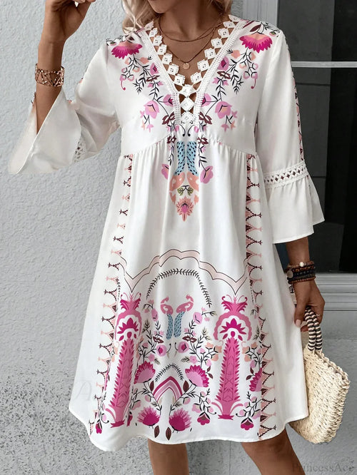 Boho V-neck Floral Party Dress image 2