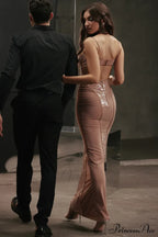 Bonita Brown Stylish Sequined Maxi Dress image 6