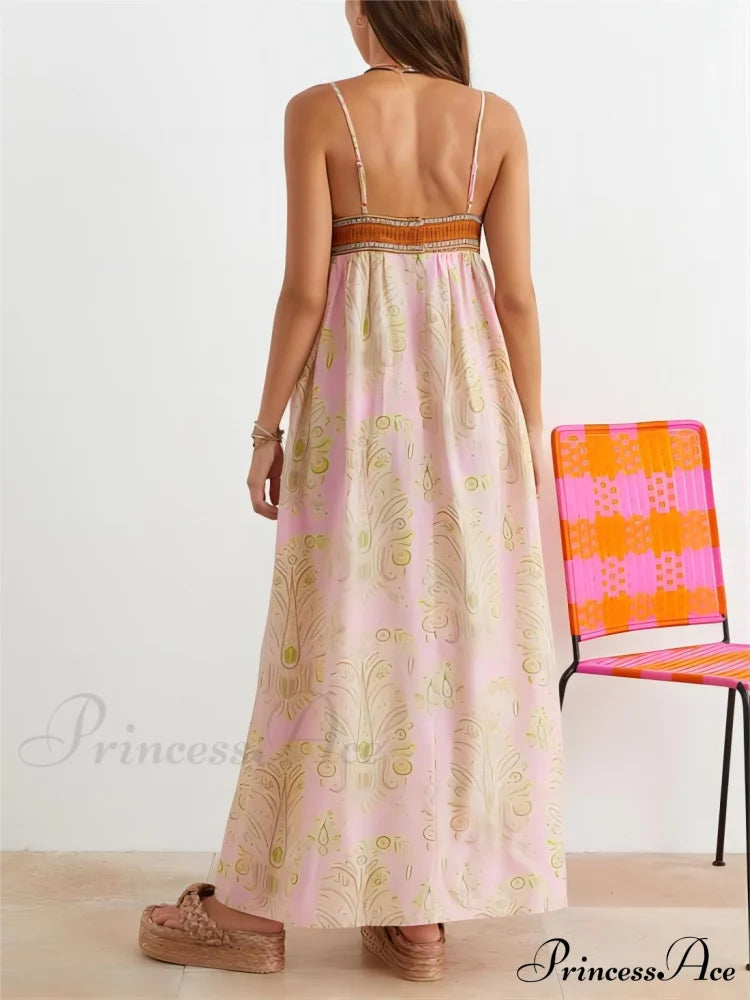 Bosnian Folk Floral Charming Thin Strap Midi Dress image 3