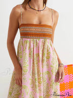 Bosnian Folk Floral Charming Thin Strap Midi Dress image 4