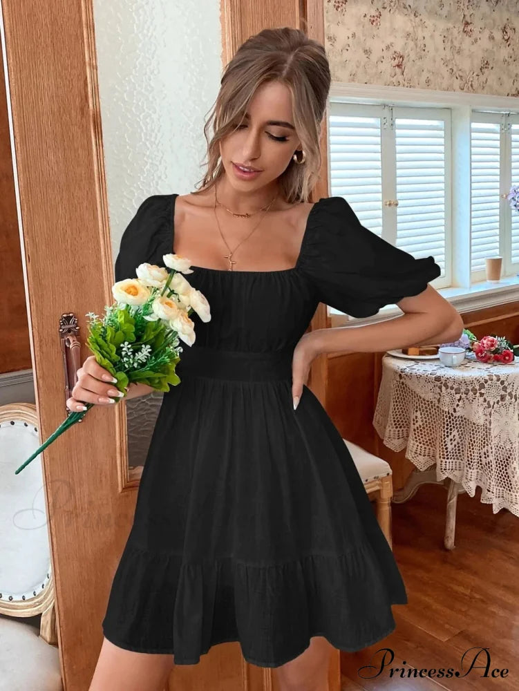 BOW BACKPACK SQUARE NECK DRESS image 6