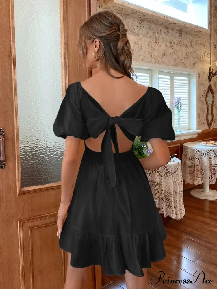 BOW BACKPACK SQUARE NECK DRESS image 5