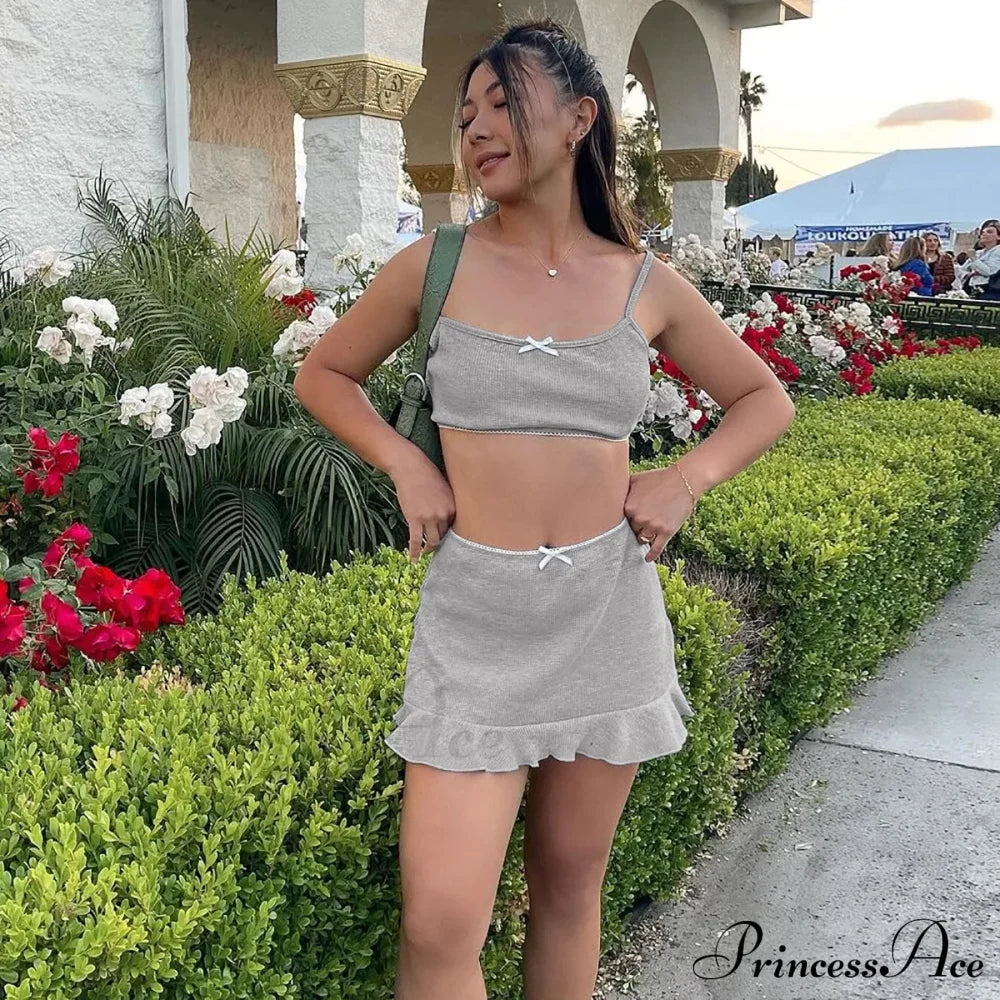 Bow Bralette And Charming Mini Skirt Set image 12