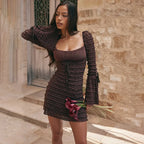 Bow Cake Pleated Slim Bodycon Vacation Dress image 1