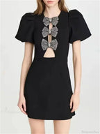 Bow Hollow-Out Patchwork Mini Dress image 7