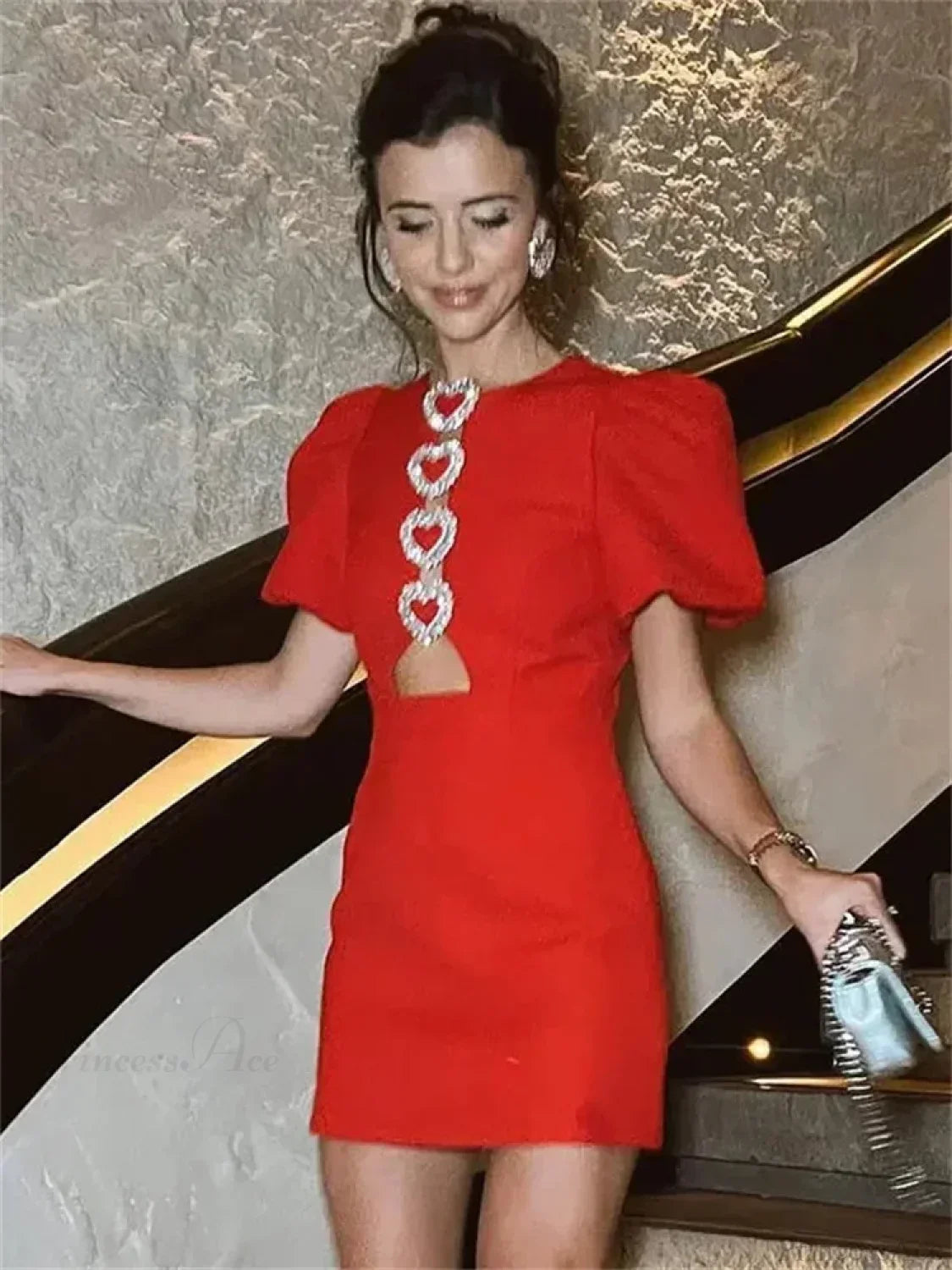 Bow Hollow-Out Patchwork Mini Dress image 6