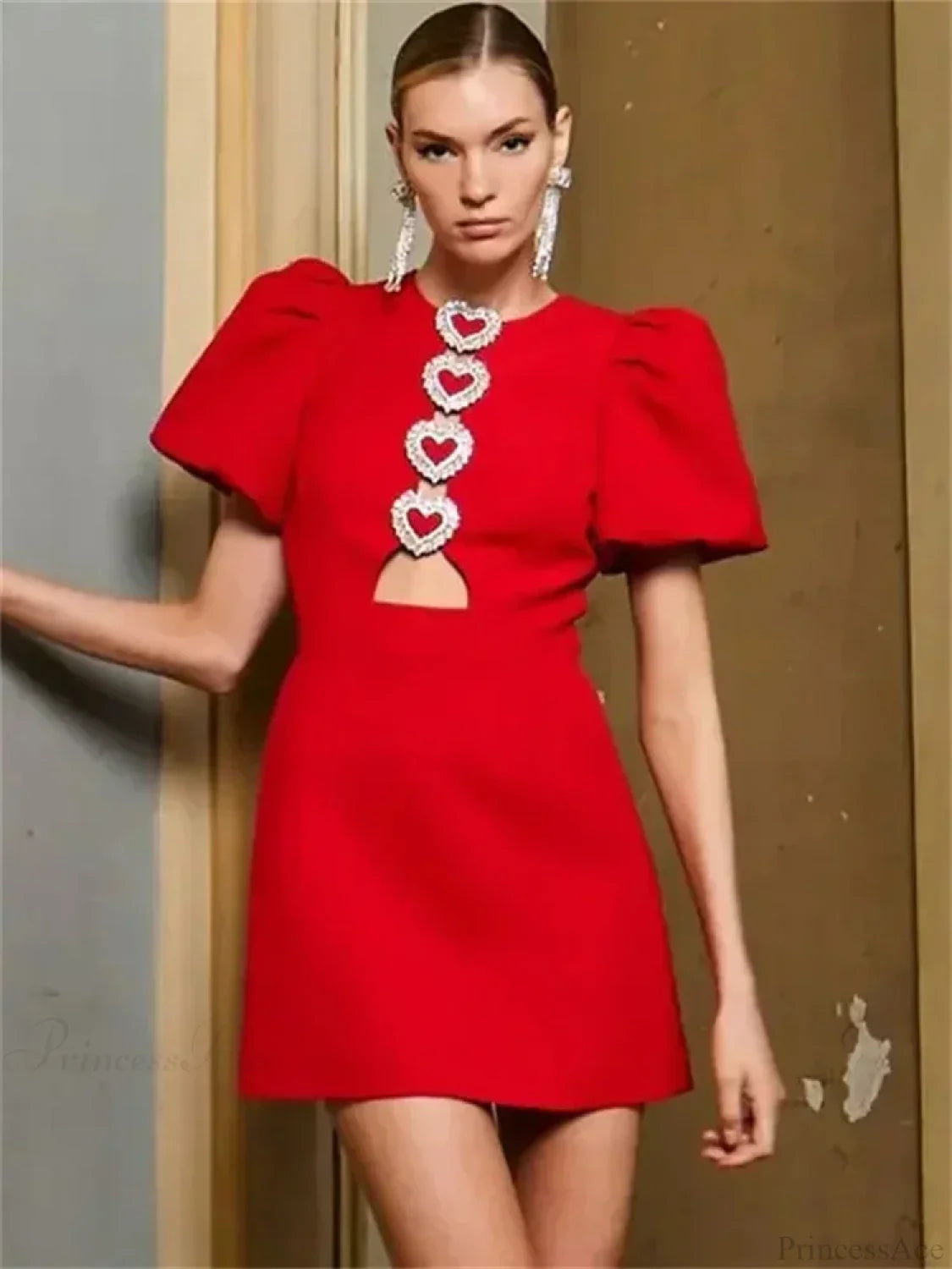 Bow Hollow-Out Patchwork Mini Dress image 4