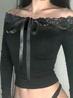 Bow Off-shoulder Knit Top image 4