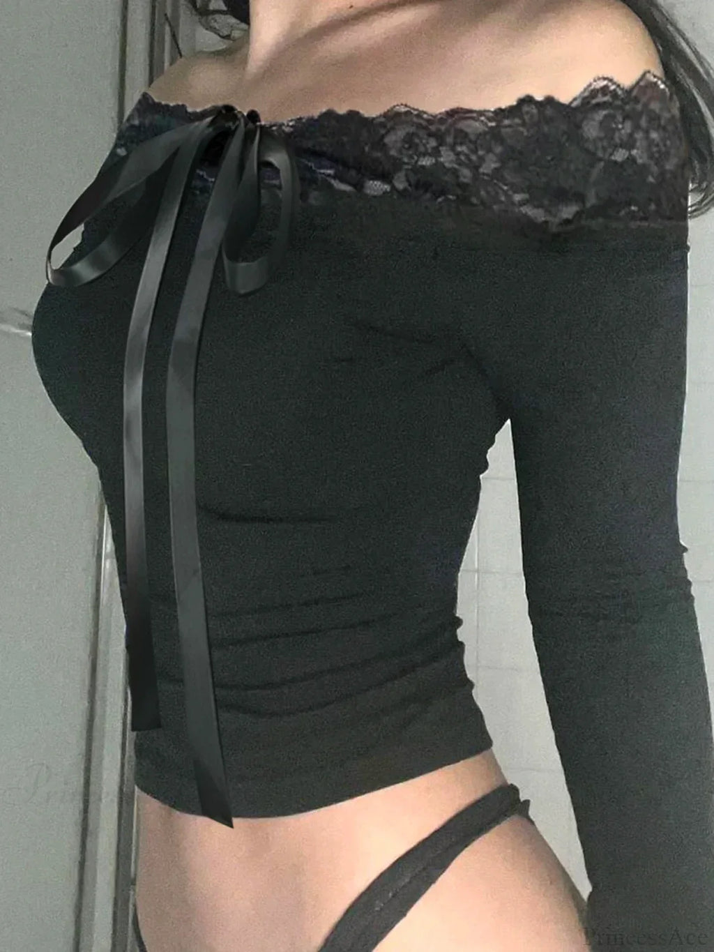 Bow Off-shoulder Knit Top image 3