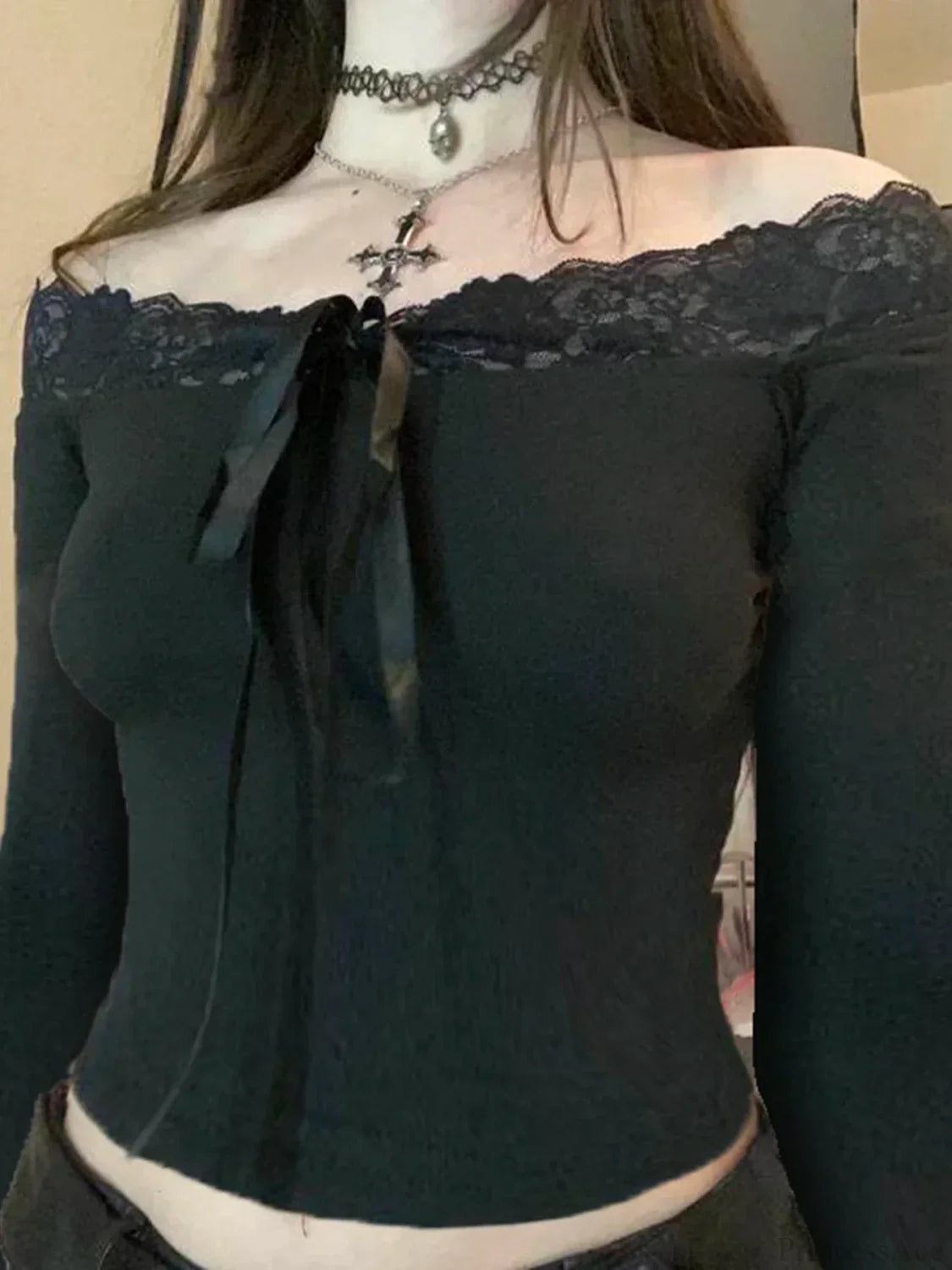 Bow Off-shoulder Knit Top image 6