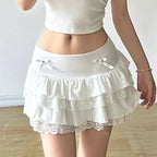 Bow Pleated Layered A-Line Skirt image 5